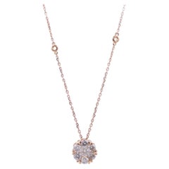 Diamond Halo Flower Sun 18 Karat Gold Pendant Dainty Thin Chain Station Necklace