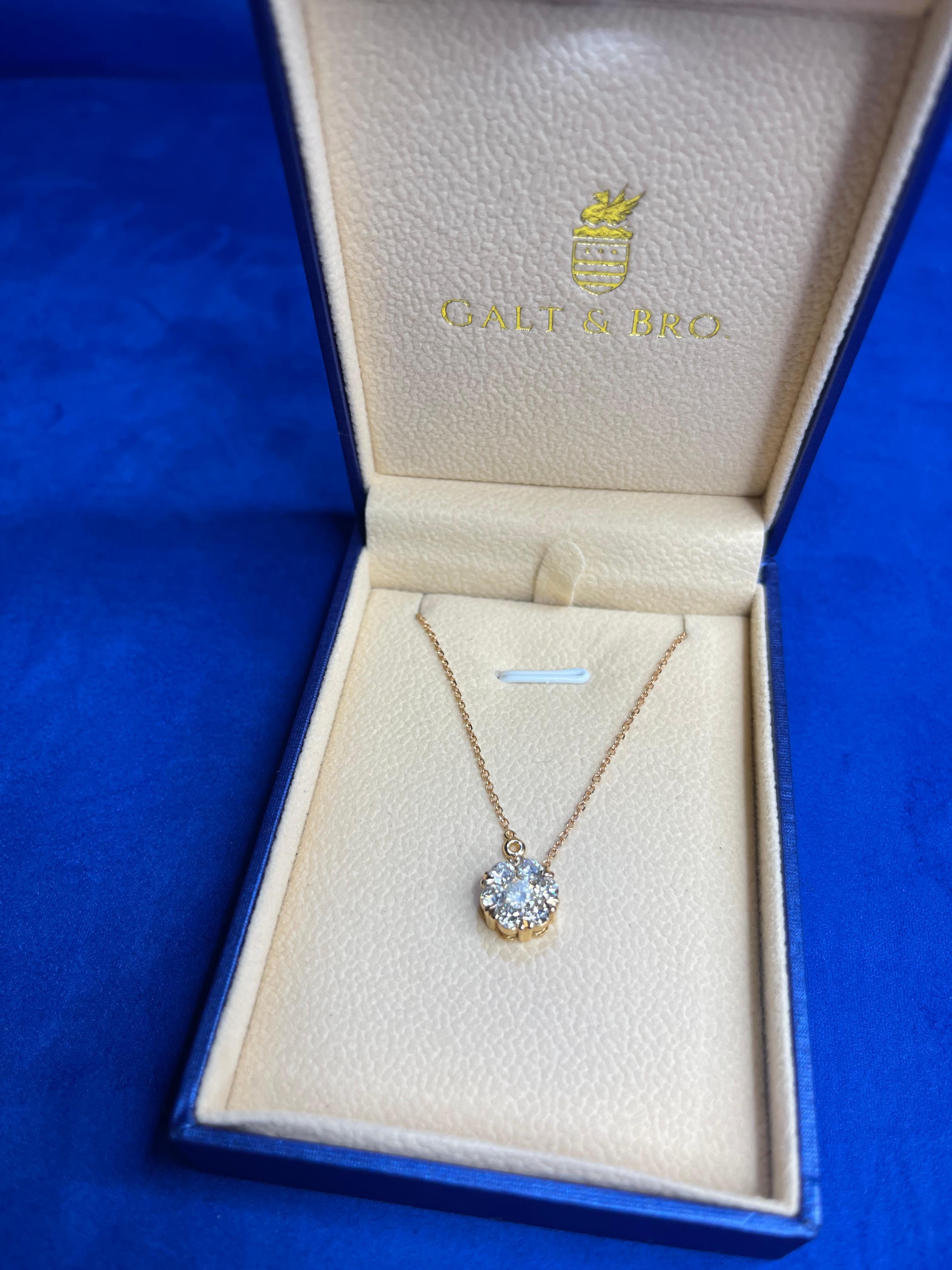 Diamond Halo Flower Sun 18 Karat Gold Pendant Dainty Thin Chain Station Necklace For Sale 2