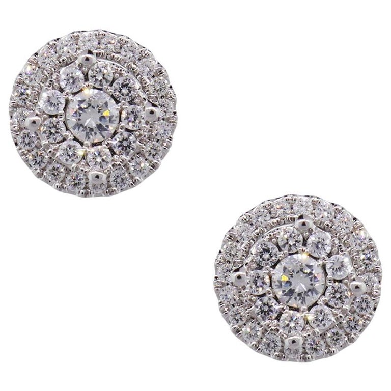Diamond Halo Jacket Stud Earrings at 1stDibs