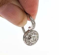 Diamond Halo Lever-Back Earrings in 14k White Gold