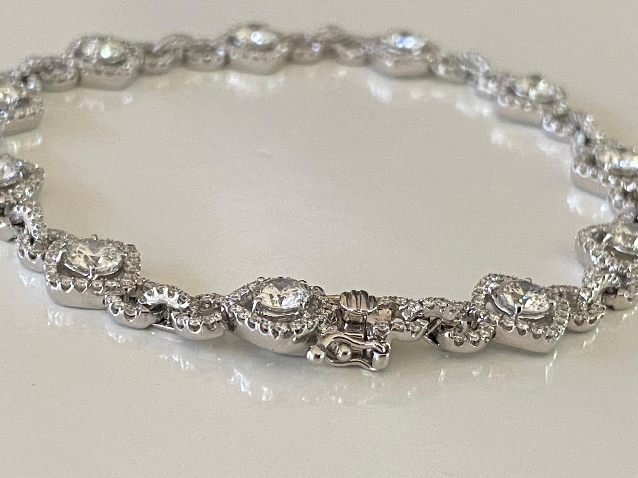 Diamond Halo Link Bracelet For Sale 5