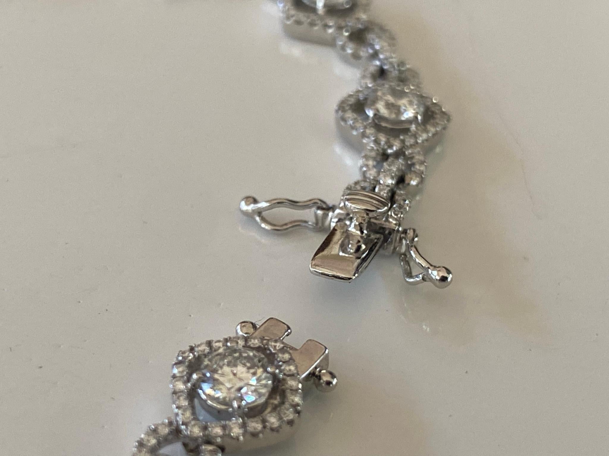 Women's Diamond Halo Link Bracelet For Sale