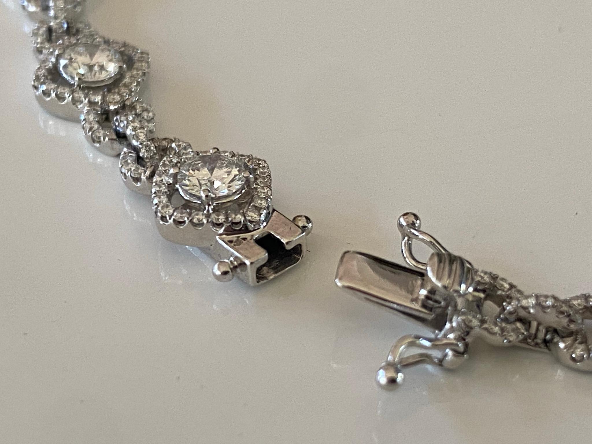 Diamond Halo Link Bracelet For Sale 1