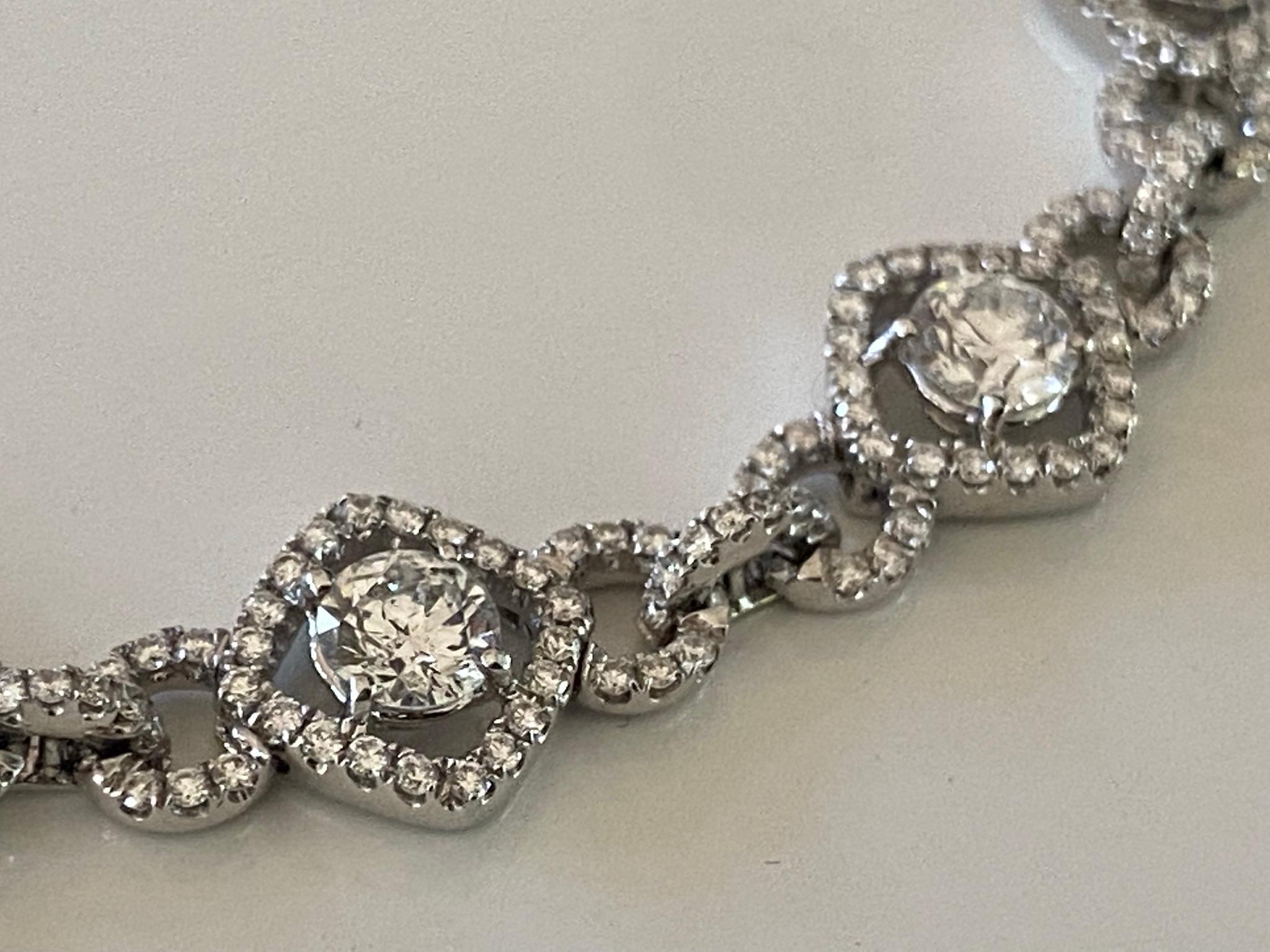 Diamond Halo Link Bracelet For Sale 2