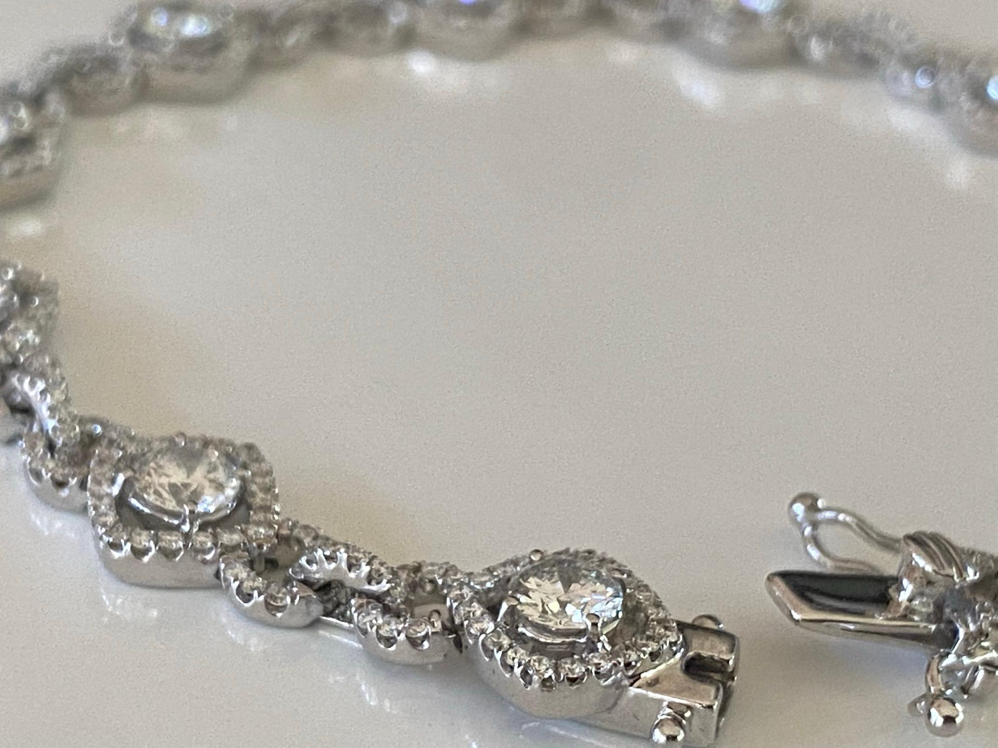 Diamond Halo Link Bracelet For Sale 3