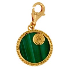 Diamond Lunar Moon Star Green Malachite Gold Pendant Charm Medallion Necklace