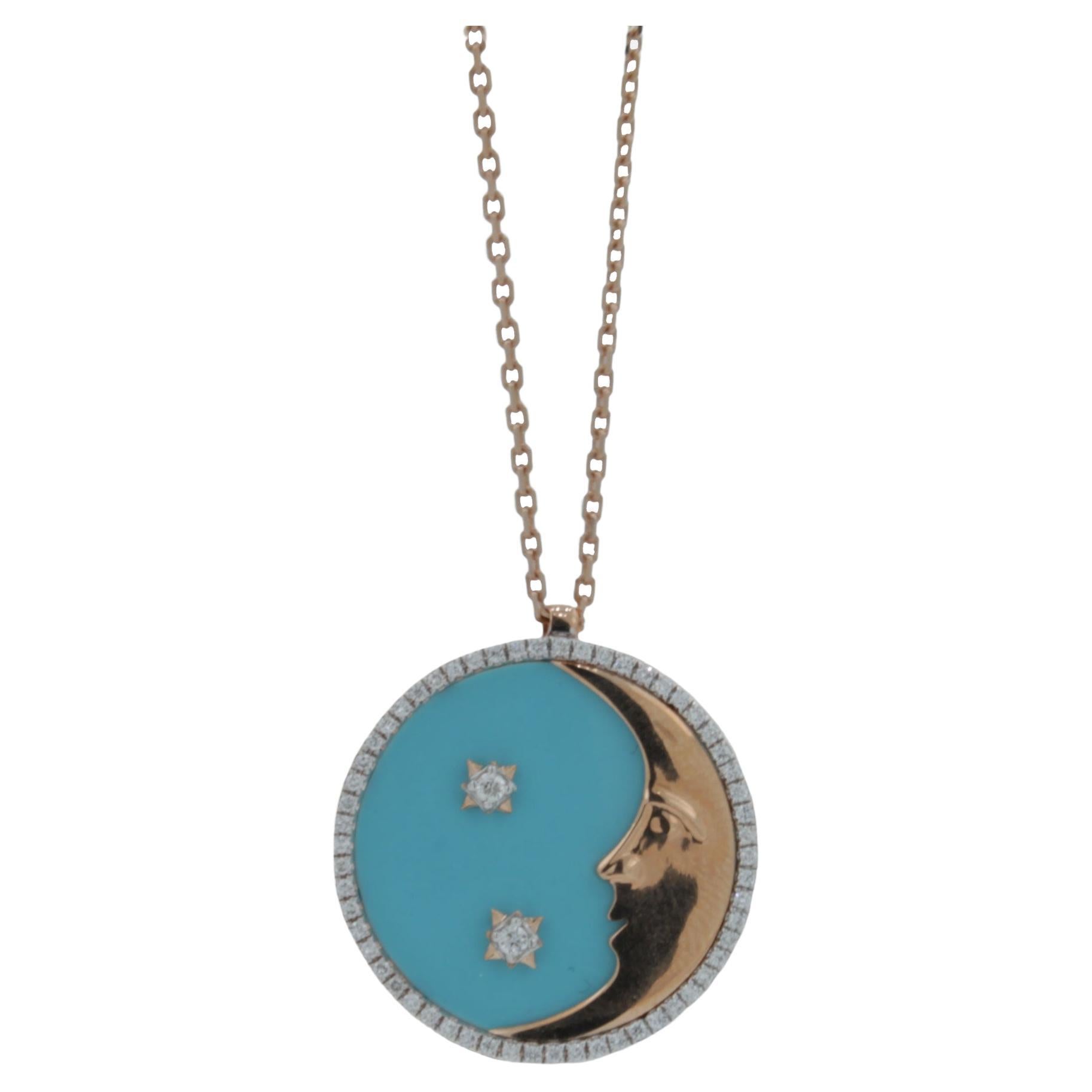 Diamond Lunar Moon Celestial Star Sky Gold Blue Lapis Lazuli Medallion 