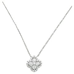 Diamond Halo Necklace, White Gold, Diamond van cleef clover Pendant