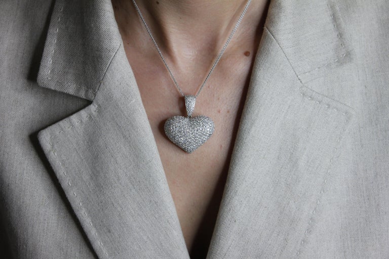 Ciondolo Cuore Diamante Solitario 2 Carati – Oro Bianco 18k E Argento 925 – Collana Donna