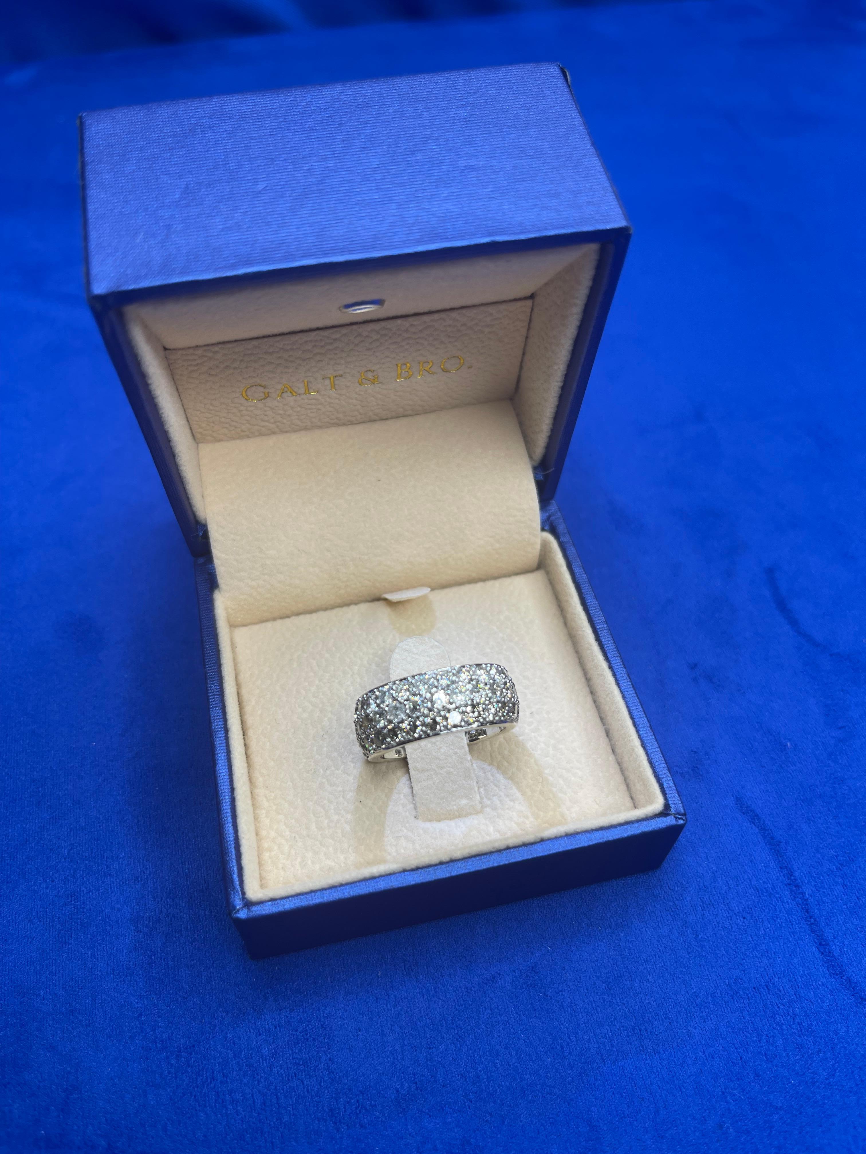 Diamond Halo Pave Large Wide Eternity Cocktail Band 18 Karat White Gold Ring In New Condition For Sale In Oakton, VA