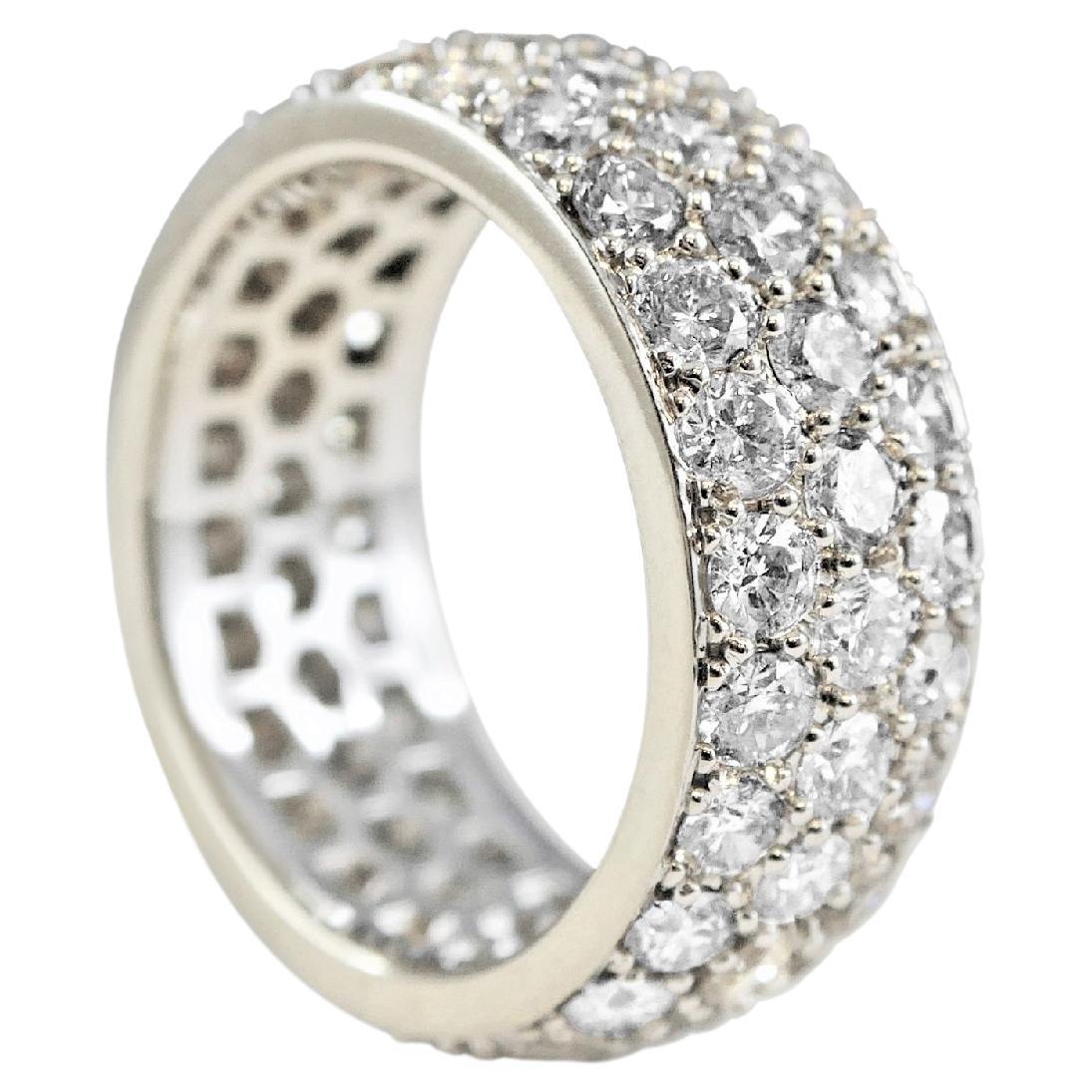 Diamond Halo Pave Large Wide Eternity Cocktail Band 18 Karat White Gold Ring For Sale