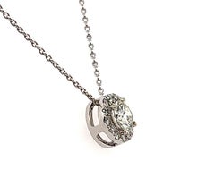 Diamond Halo Pendant .55ct Round Brilliant GIA Certified 14K Gold Brand New