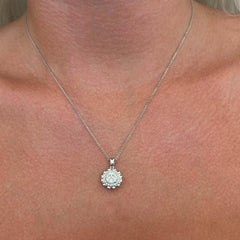 Diamond Halo Pendant in 18k White Gold