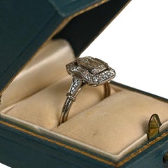 Emerald Cut Halo Engagement Ring. GIA 0.80ct Diamond Accent Ring Platinum I VS1