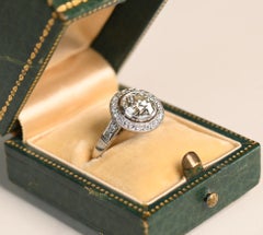 GIA 1.45 Carat Old European Cut Ring. Diamond Engagement Halo Ring Platinum LSI1