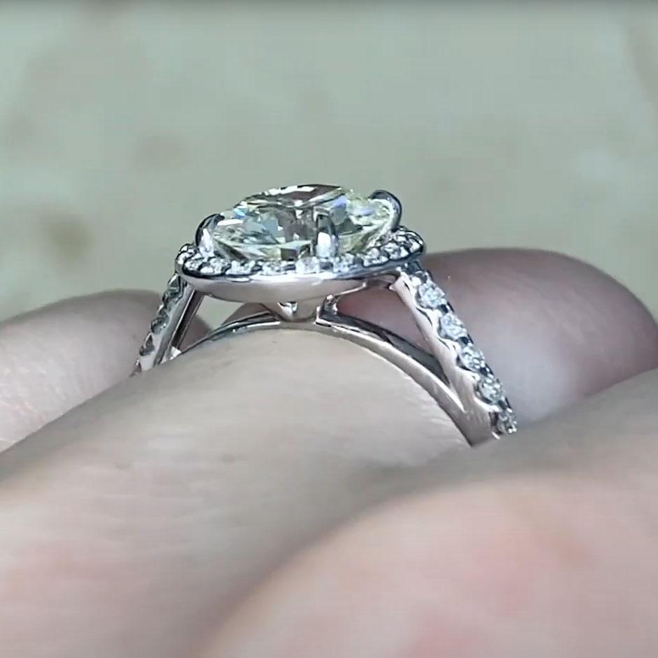 Women's Diamond Halo Ring Old European Cut (Approx 1.40-Carats), Platinum For Sale