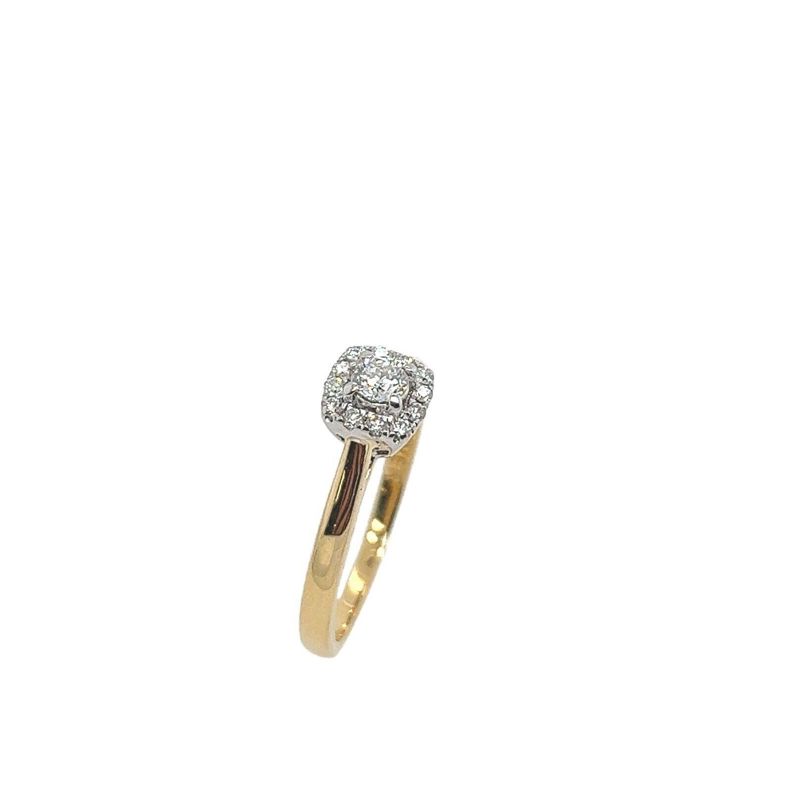 Round Cut Diamond Halo Ring Set with 0.25ct of Diamonds in 18ct Yellow & White Gold For Sale