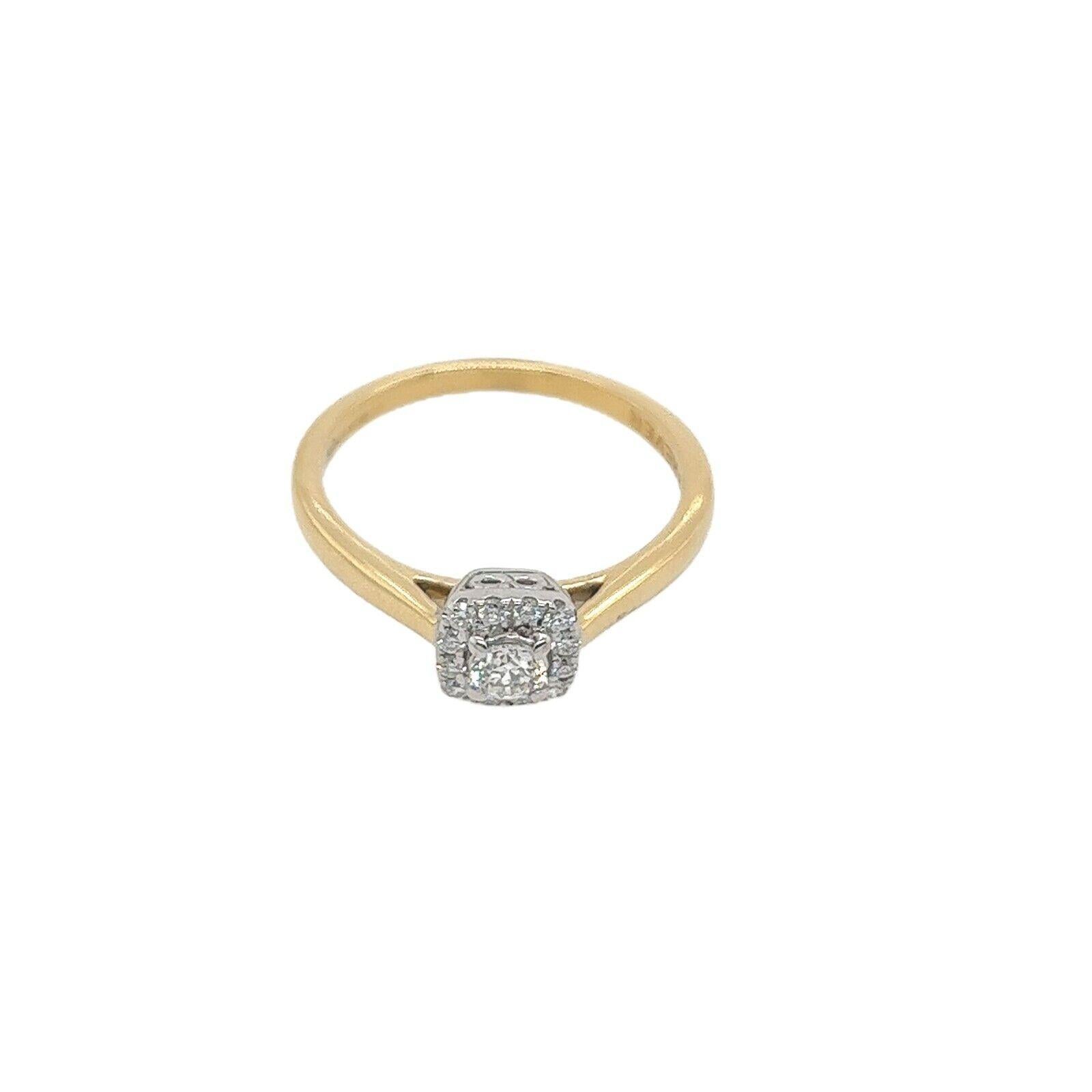 Women's Diamond Halo Ring Set with 0.25ct of Diamonds in 18ct Yellow & White Gold For Sale