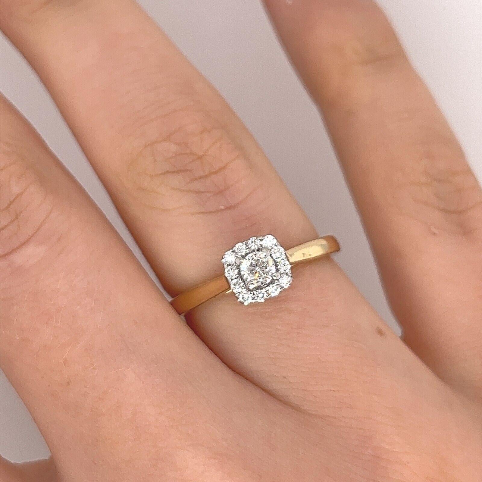 Diamond Halo Ring Set with 0.25ct of Diamonds in 18ct Yellow & White Gold For Sale 1