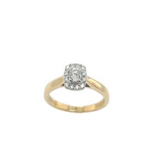 Bague halo de diamants sertie de 0,25 carat de diamants en or jaune et blanc 18 carats