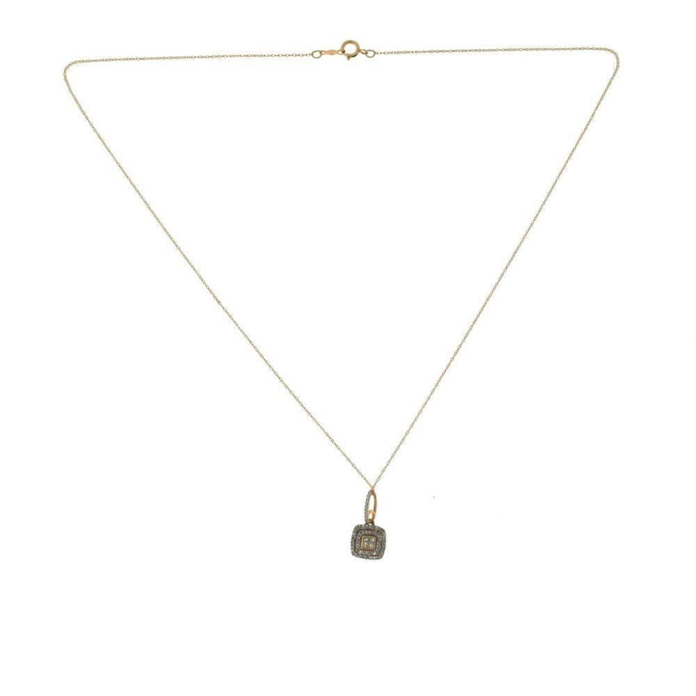 Women's or Men's Diamond Halo Rose Gold Pendant Necklace