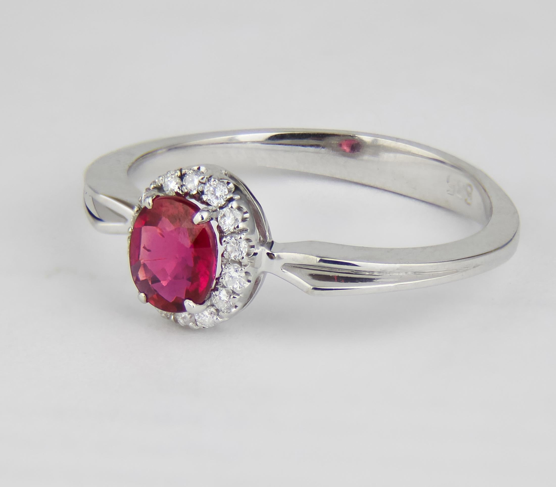 Diamond halo ruby ring.  For Sale 1