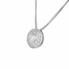 Diamond Halo Slide White Gold Pendant Necklace