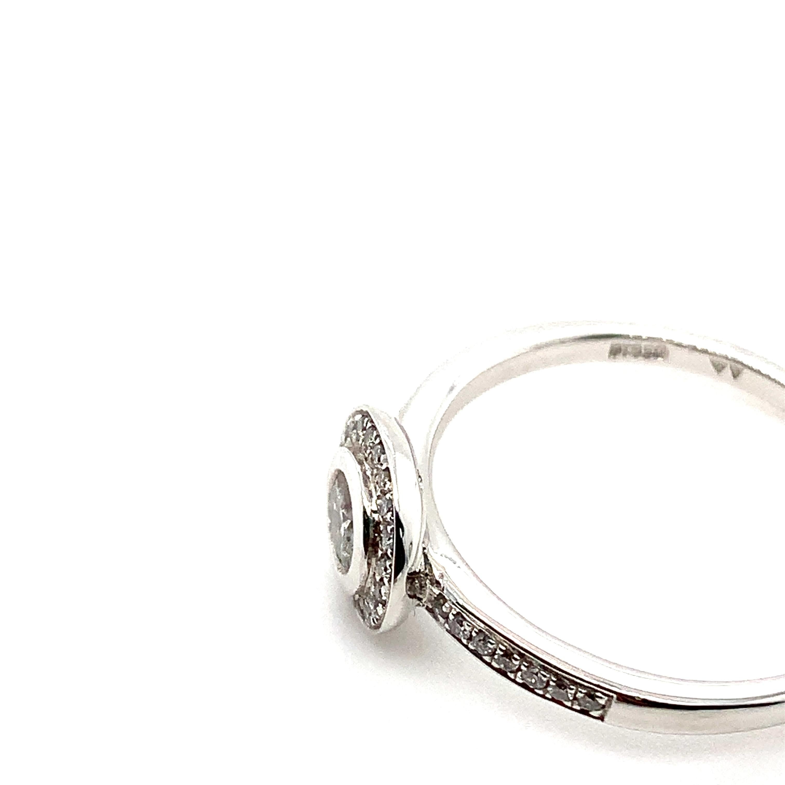 Diamond Halo Solitaire Engagement Ring Platinum For Sale 2
