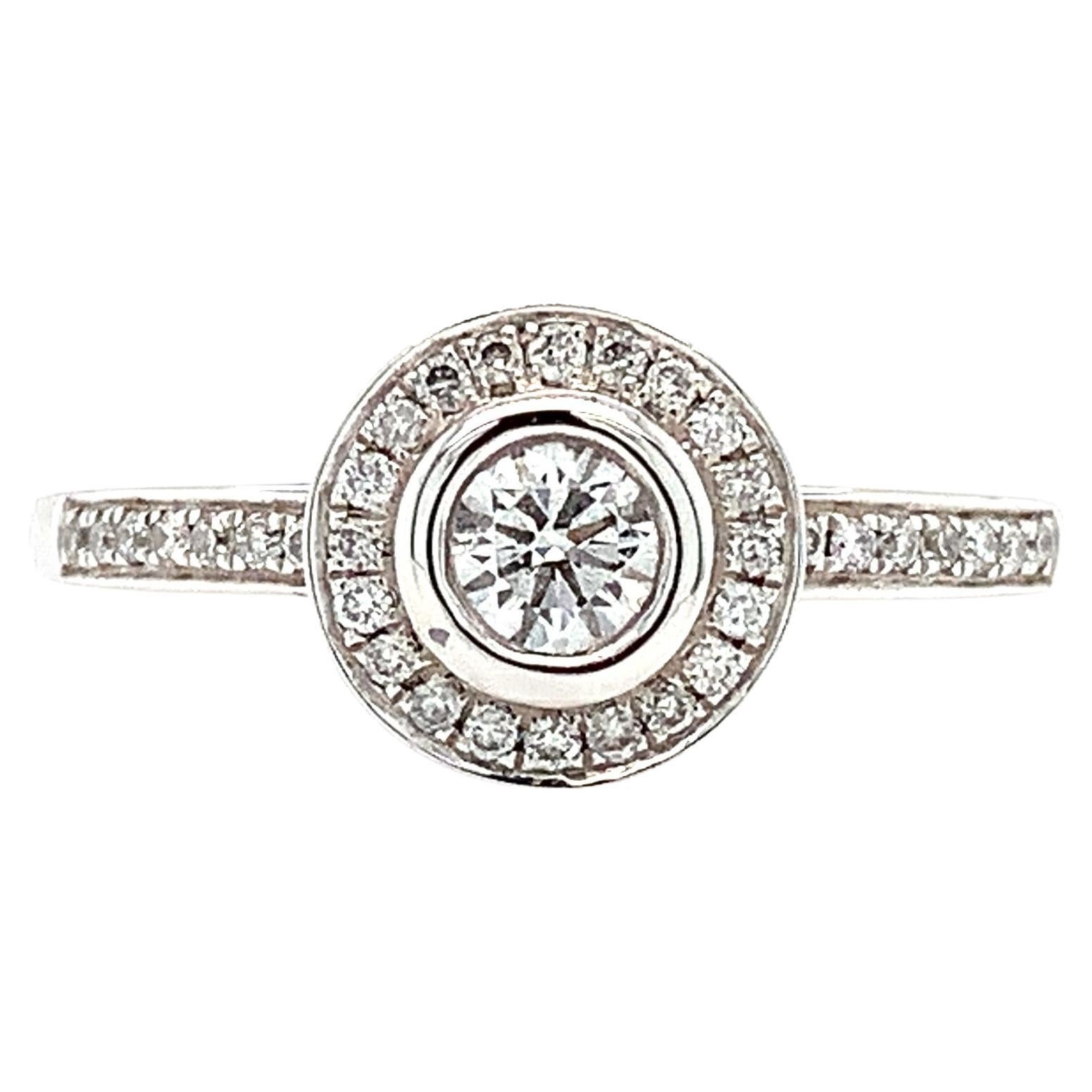 Diamond Halo Solitaire Engagement Ring Platinum
