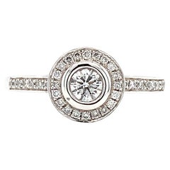 Diamond Halo Solitaire Engagement Ring Platinum