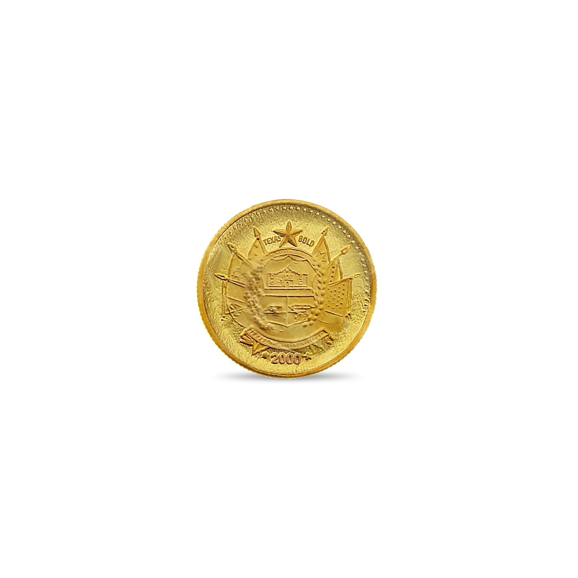 Round Cut Rare Diamond Halo State of Texas Gold Coin Ring 1/20OZ FINE GOLD