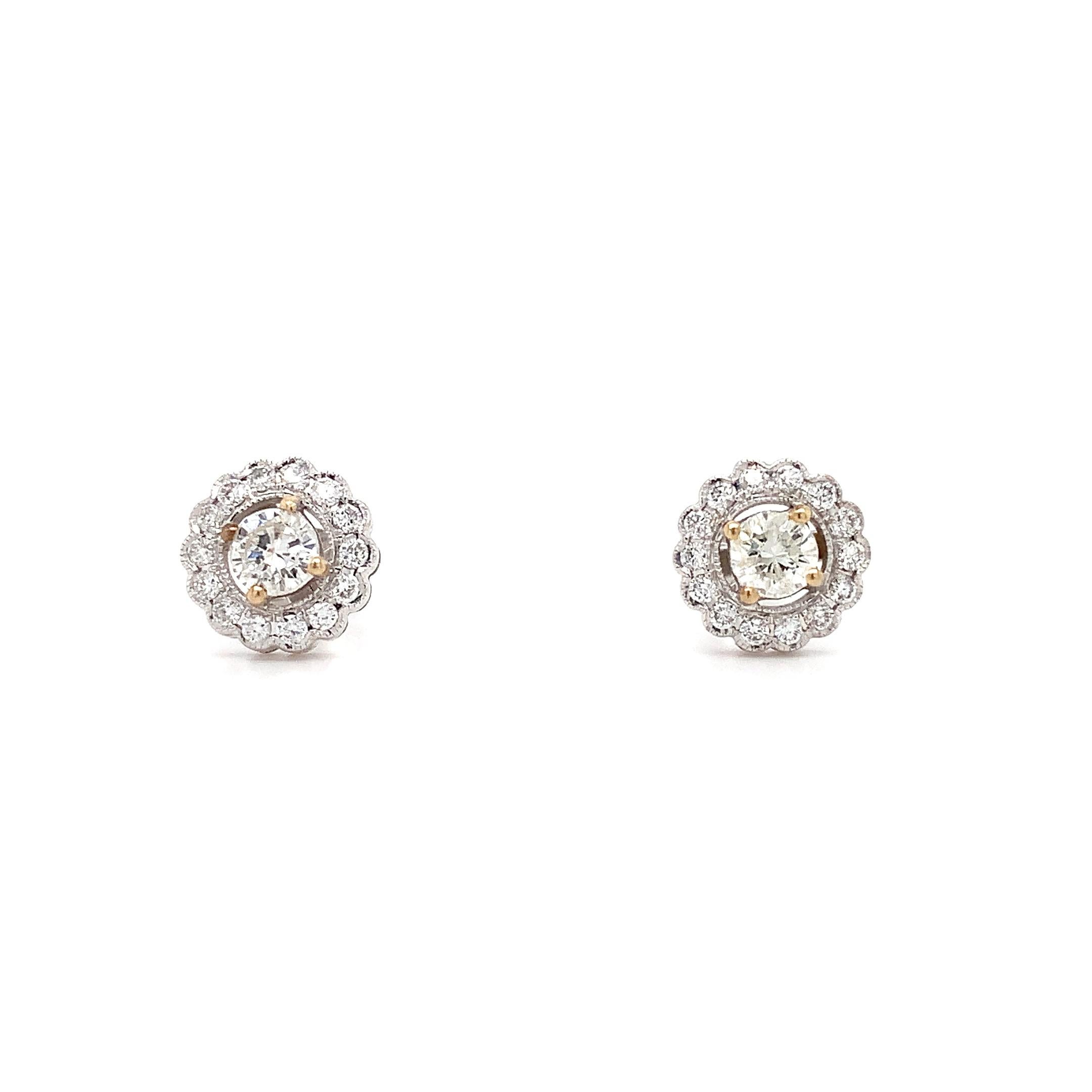 Pendientes halo de diamantes de oro blanco de 18k en Nuevo estado para la venta en London, GB
