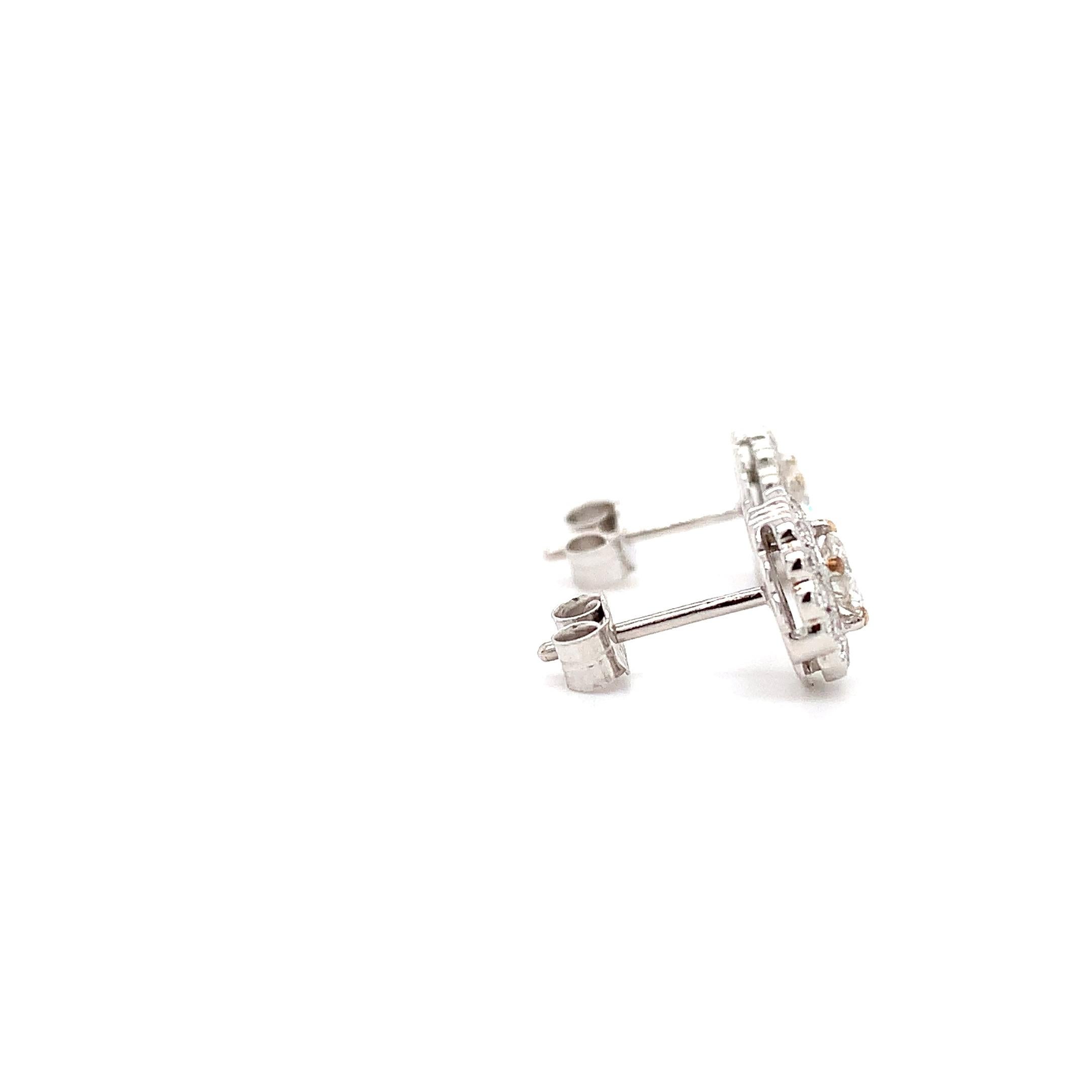De las mujeres Pendientes halo de diamantes de oro blanco de 18k en venta