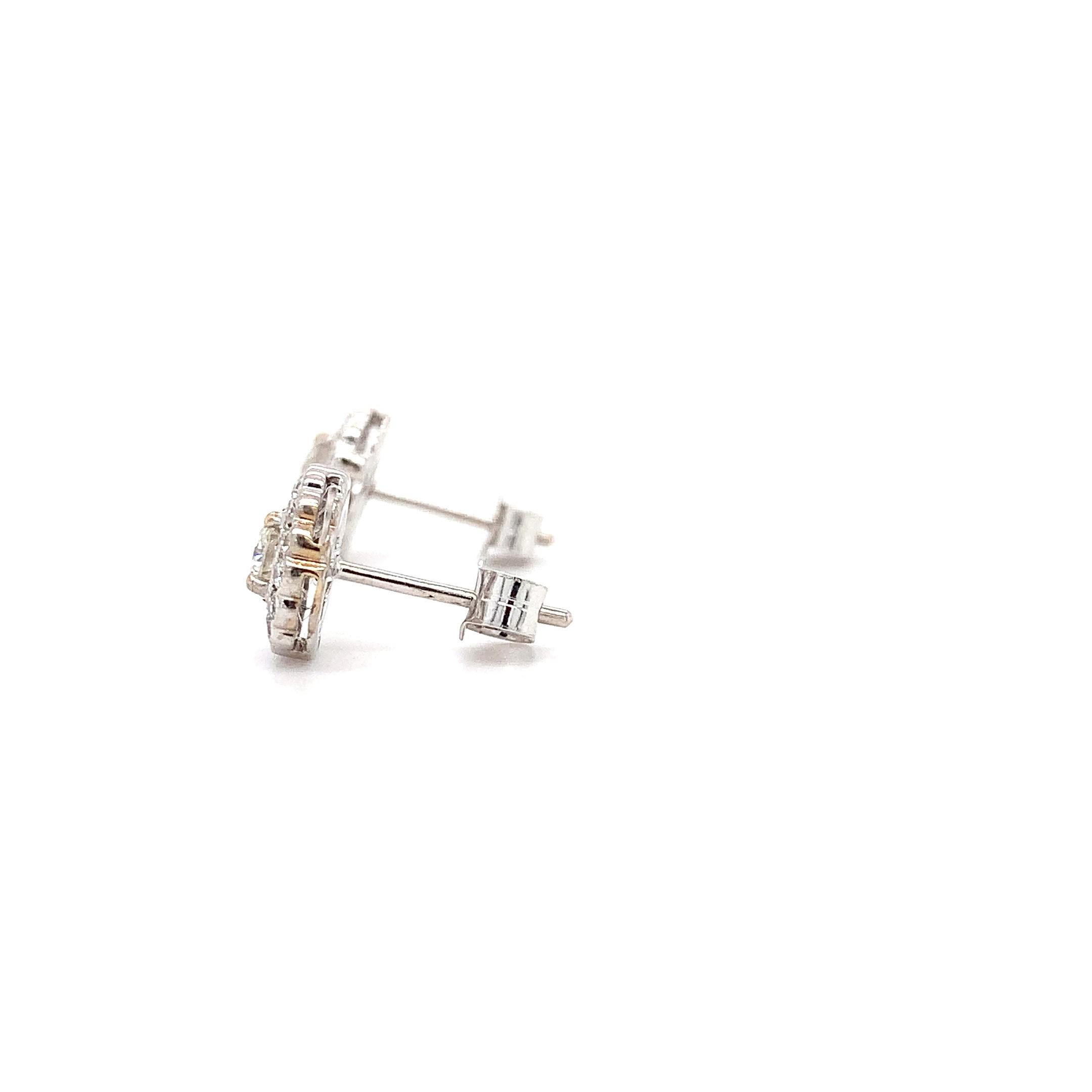 Pendientes halo de diamantes de oro blanco de 18k en venta 1
