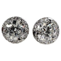 Diamond halo stud earrings 18KT white gold diamond earrings 