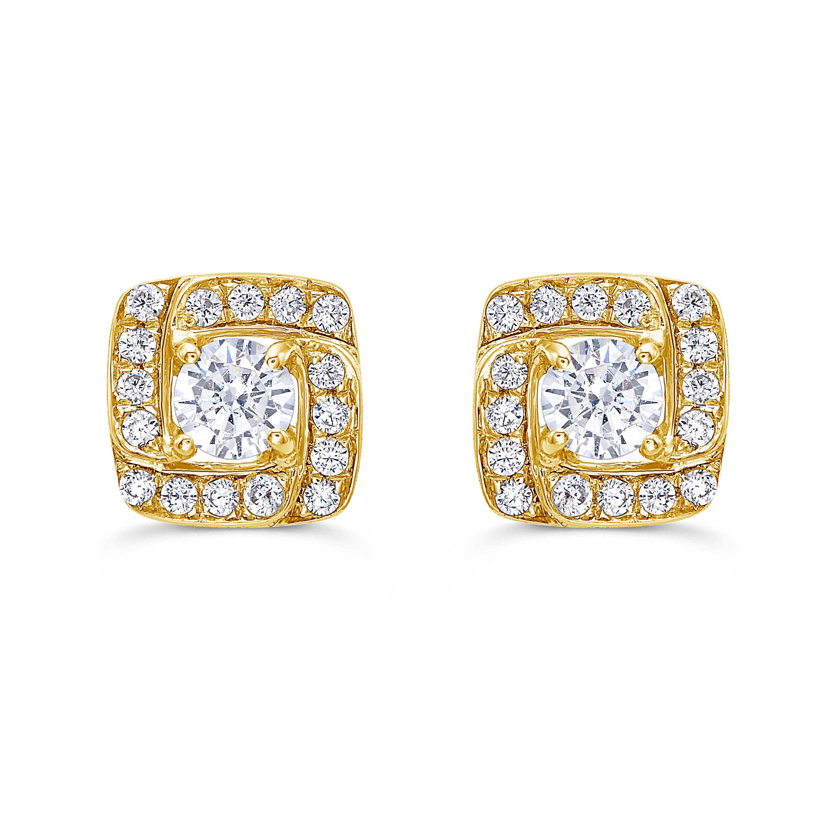 Indulge in elegance with our Diamond Halo Stud Earrings. Handcrafted by a renowned jewelry designer, the 14k yellow gold and dazzling diamonds make these studs a luxurious addition to your everyday collection. Perfect for gifts, these diamond