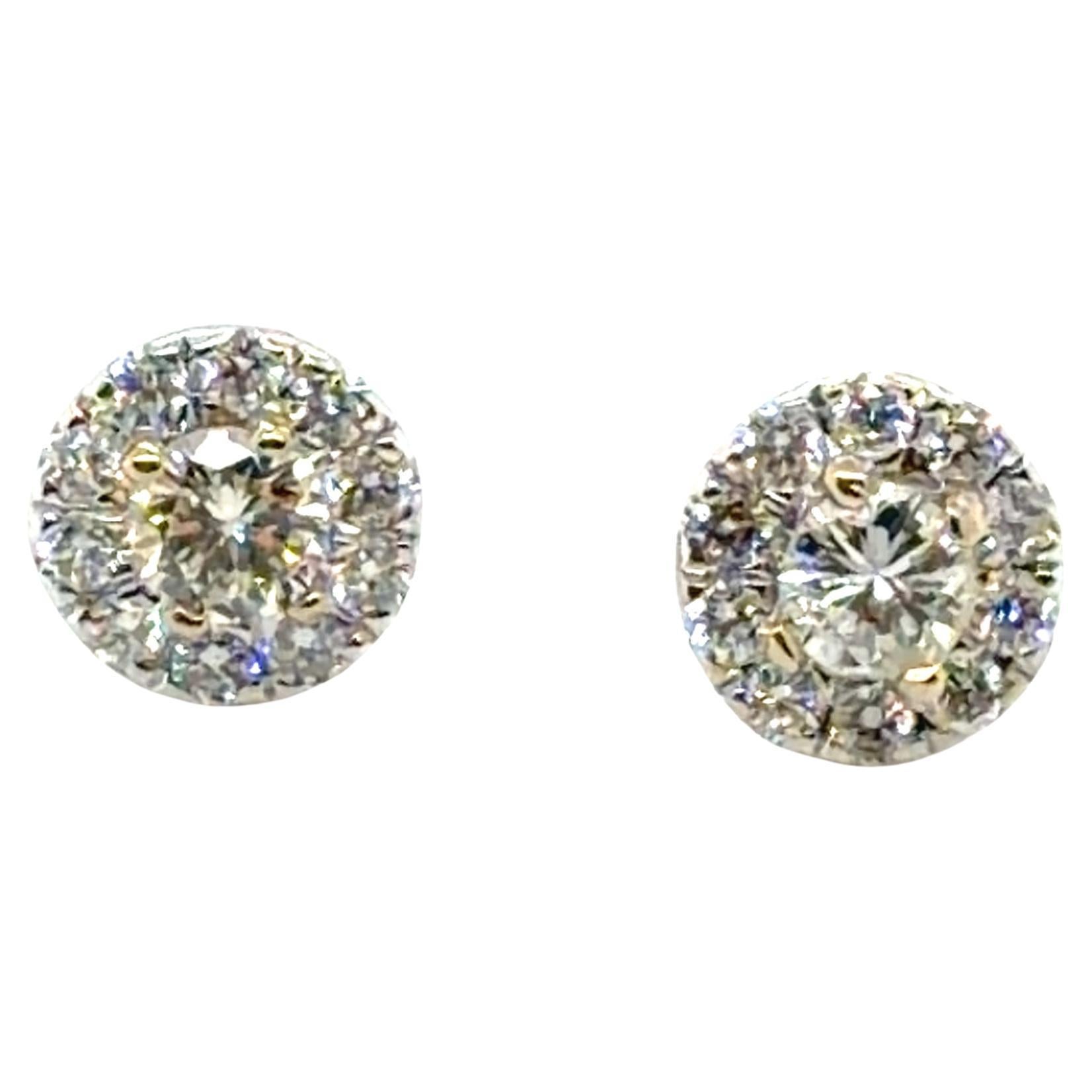 Diamant-Halo-Ohrstecker 1/3ct brandneu 14K Weißgold miniert