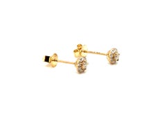 Diamond Halo Stud Earrings Mined 1/3ct Brand New 14K Yellow Gold