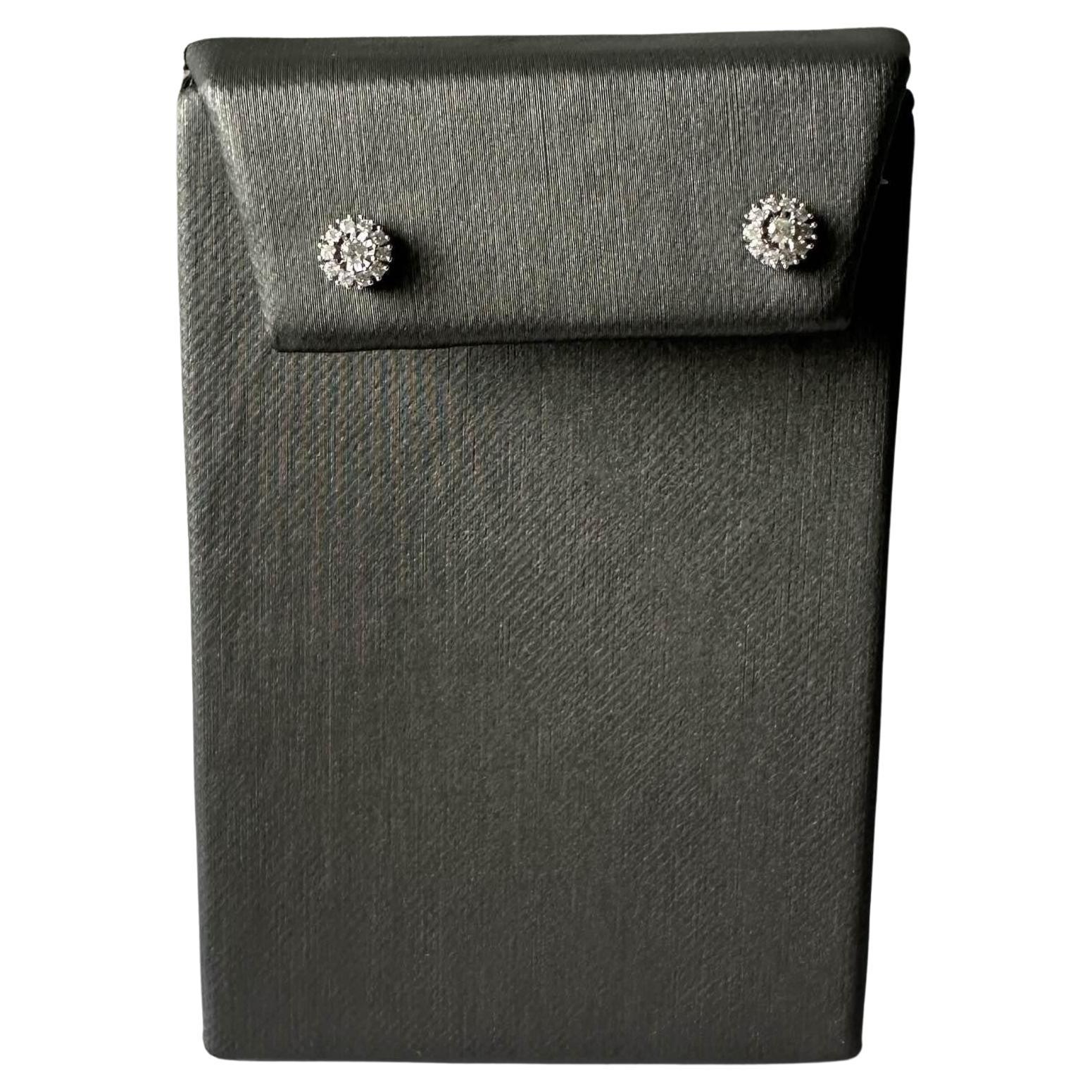 Diamond Halo Studs in Sterling Silver – 0.20ctw GH I1 Diamonds