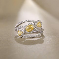 Diamond Halos 14K (or 18k upon request) White Gold Open Wrap Ring