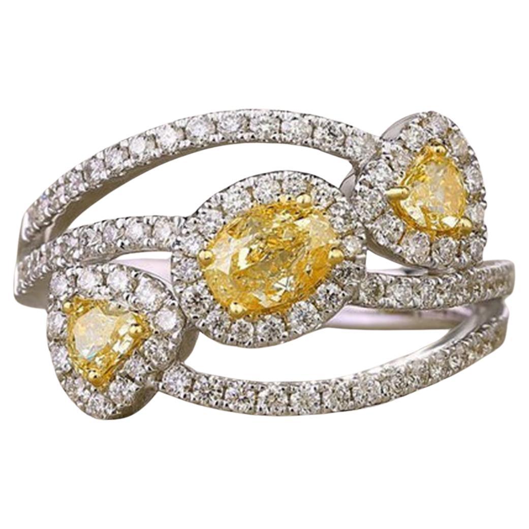 Bague en or blanc 14K (ou 18k sur demande) avec halos de diamants