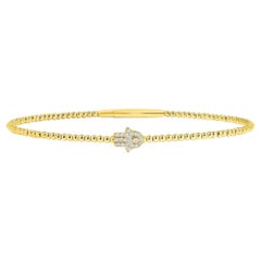 Bracelet breloque Hamsa en or 14 carats perlé de diamants
