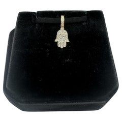 Pendentif Hamsa en or jaune 10kt - 0.20ctw, 0.82g, Nouveau