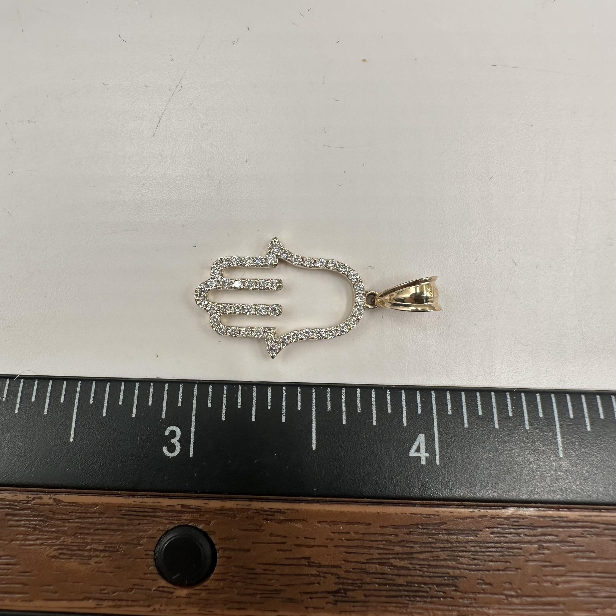 Diamant-Hamasa-Anhänger aus 14kt Gelbgold - 0,35ctw GH SI Diamanten, 19x14mm für Damen oder Herren im Angebot