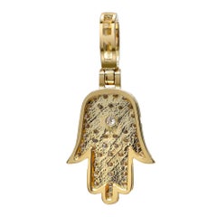 Diamond Hamsa Pendant Round Cut In 14K Yellow Gold 0.50Cttw