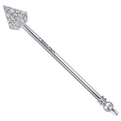 Diamond Spear Stick Pin Hat Pin in 18K White Gold, 0.50 Carat, Merkaba Jewelry
