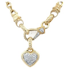 Diamond Heart 14 Karat Yellow Gold Pendant Modern Link Necklace