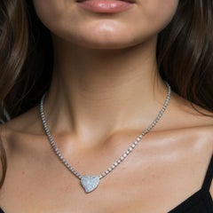 2.5ct Heart Cut Diamond Pave 14K Gold Pendant Necklace