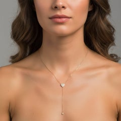 Diamond Heart 14K (or 18k upon request) Yellow Gold Lariat Necklace
