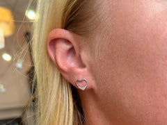 Diamond Heart 14K White Gold Earrings